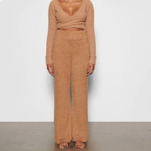 Skims Cozy Knit Pant in Camel Brown Tan